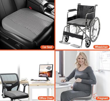 Автомобільна подушка Lofty Aim з Memory Foam для водія: підтримка спини, зняття болю при ішіасі, дихаючий чохол з PU-шкіри (сірий)
