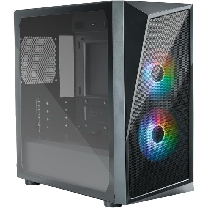Корпус для ПК Cooler Master CMP 320 Mini-Tower, чорний, Micro-ATX, скляна бічна панель, 2x 120 мм ARGB вентилятори, підтримка різних компонентів, з кришкою для блоку живлення