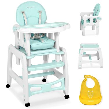 Дитячий стільчик Ricokids Sinco 5в1 - регульований, з функцією гойдання, 3 положення спинки (Турквіс)