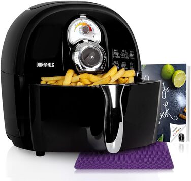 Фритюрниця без олії Duronic AF1 BK, 2 л, 1500 Вт, аерофритюрниця, міні духовка для смаження, запікання, тушкування, Cool Touch, температура до 200°C