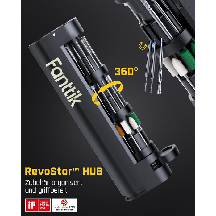 Multifunkціональний акумуляторний інструмент Fanttik F2 Master Mini (Полірування, 3D-друк, гравірування) - 35 насадок, 5 швидкостей, 25000 об/хв, червоний