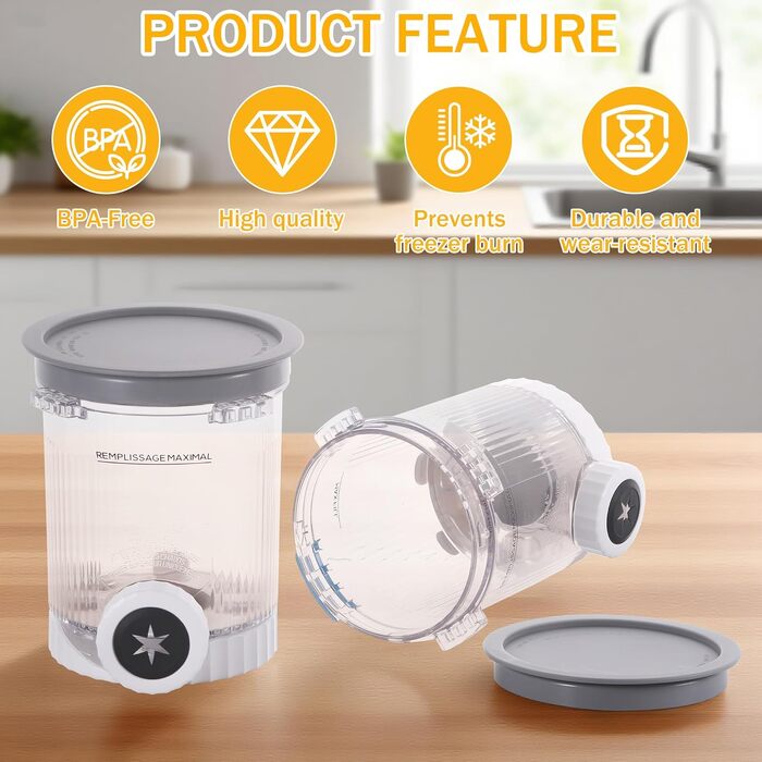 Контейнери Hejo для Ninja Creami Deluxe (4 шт) 680 мл, для NC500/NC501/NC701eu - контейнери для морозива з кришкою