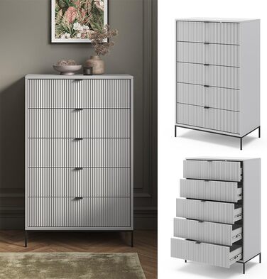 Комод Vicco Eliza сірий 76x120 см, 5 шухляд, ДСП