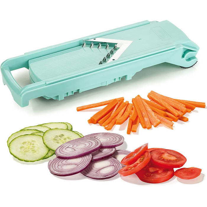 Овочерізка-мандоліна Genius Nicer Dicer Fusion з V-подібним лезом із нержавіючої сталі, набір для нарізки та шинкування, регульований слайсер для овочів, джулієн, огірків