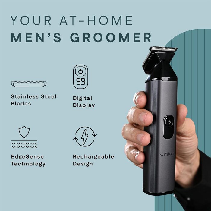 Триммер Winston Groom 360 All-in-One для чоловіків: набір 6-в-1 для догляду за обличчям та тілом (ніс, борода, тіло), водонепроникний IPX7, до 160 хв роботи