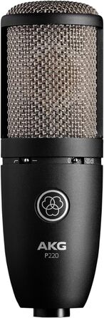Студійний мікрофон AKG P220 з великою діафрагмою, кардіоїдний, професійна якість, міцний корпус, чорний колір