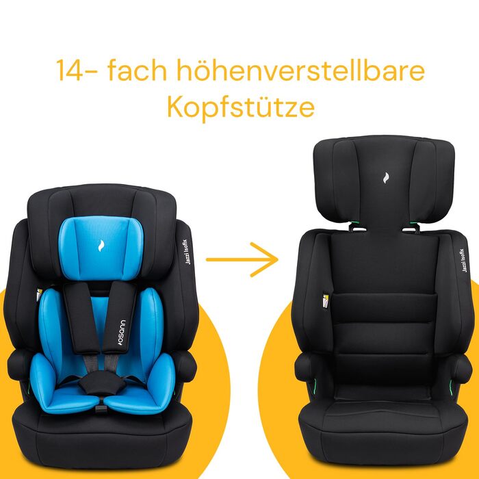 Дитяче автокрісло Osann Jazzi Isofix i-Size 76-150 см, зростаюче, для дітей від 1 року, синє