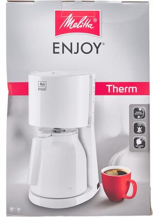 Кавоварка фільтраційна Melitta Enjoy з термокухлем, 8 чашок, біла, захист від крапель