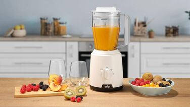 Блендер стаціонарний Braun PowerBlend 1 JB1050WH 600 Вт, 1.5 л, білий - для смузі, подрібнення льоду та приготування пюре