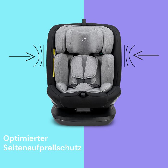 Дитяче автокрісло Booboo Safety Lissabon i-Size, обертове, 40-150 см, Reboarder з Isofix, чорний-сірий