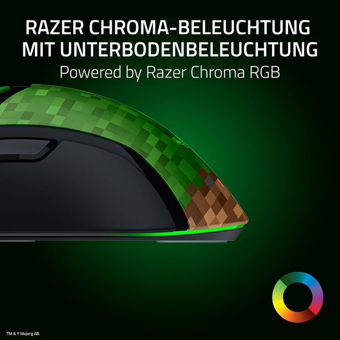 Ігрова миша Razer Cobra Minecraft: легка дротова миша з RGB-підсвіткою Chroma, оптичними перемикачами 3-го покоління, вага 57 г, чорна