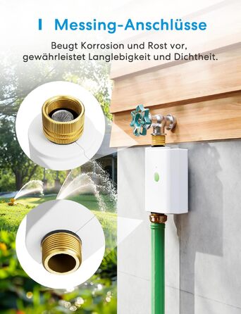 Meross MST100 Контролер поливу WiFi для вулиці з керуванням через додаток | Apple Home, Alexa, Google Home | Моніторинг витрати води