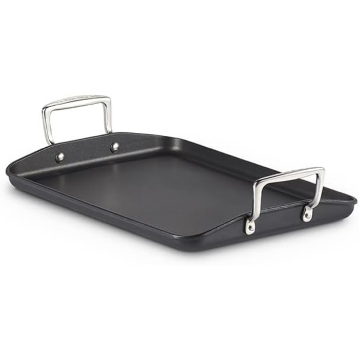 Гриль-пательня LE CREUSET з антипригарним покриттям, 35 см, для всіх типів плит (включно з індукційними), алюміній, сірий/срібний