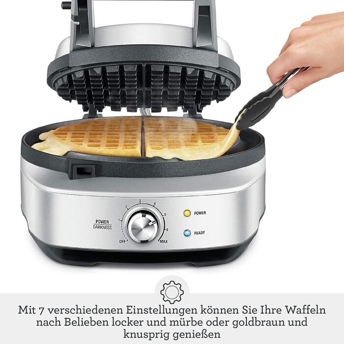 Вафельниця Sage The No-Mess Waffle з піддоном для крихт, нержавіюча сталь, 7 рівнів просмаження, 900 Вт