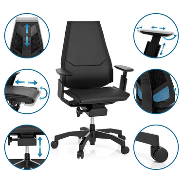 Офісне крісло GENIDIA BLACK з екошкіри, чорне hjh OFFICE