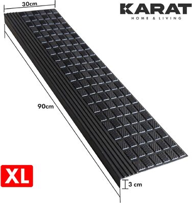 Гумовий килимок на сходи KARAT протиковзання (Diamond), водостійкий захисний наклад на сходи для вулиці та приміщення, чорний, 30x90 см, 1 шт.