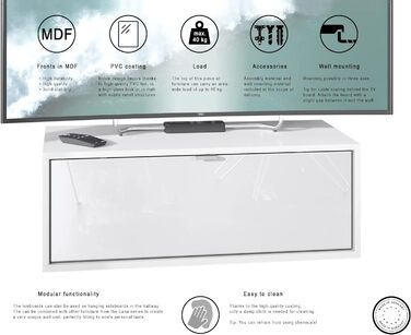 Підвісна ТВ тумба Vladon Lana 80x29x37 см, білий матовий корпус, фасади Scratchy Metal, велика палітра кольорів, вироблено в Німеччині