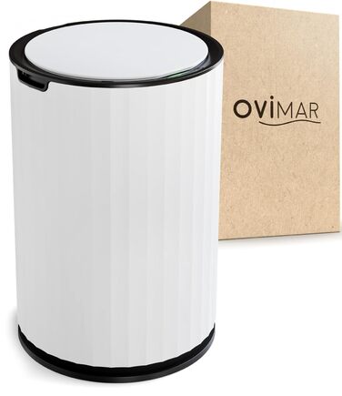 Сенсорний смітник Ovimar Sotra 10л чорний овальний з кришкою для ванної, кухні або підгузків, стильний косметичний відро