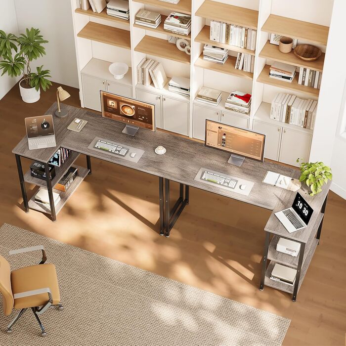 Ігровий кутовий стіл Coleshome L-подібний з реверсивним полиці-органайзером, компактний письмовий стіл для геймерів, сірий, 120x70 см