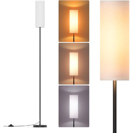 LED торшер Lithomy 9W, диміруємий, 3 кольори, E27, з лляним абажуром і ножним вимикачем, вінтажний, для вітальні та спальні, білий