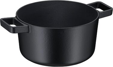 Жаровня WMF Flavour 24 см з чавуну, емальована, для індукції, чорна, з кришкою з конденсаційними виступами, сучасний дизайн