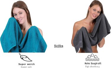 Комплект рушників Betz Palermo 6 шт: 2 банних 70x140 см, 4 для рук 50x100 см, сауна, лежак, бавовна, бірюзовий та антрацитовий