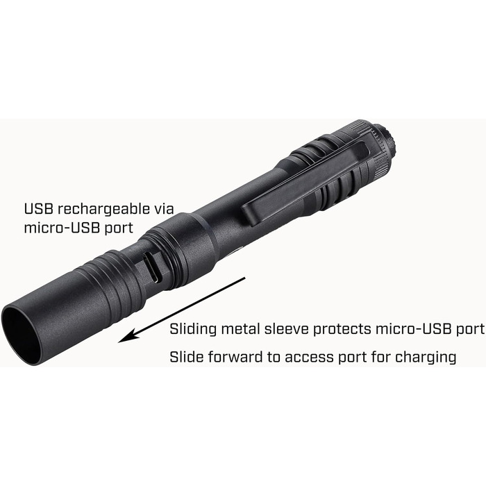 Ліхтарик Streamlight Microstream USB 250 люмен, компактний, акумуляторний, з USB-кабелем та ремінцем, чорний