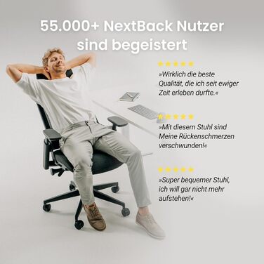 Офісний стілець Ergotopia NextBack: ергономічний стілець для спини, витримує 150 кг, 5 років гарантії, чорний