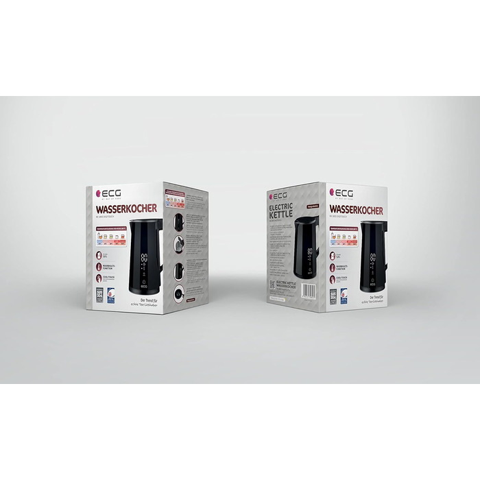 Електрочайник ECG RK 1893 Digitouch Black, 2200 Вт, 1,7 л, LED-дисплей