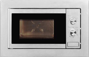 Вбудована мікрохвильова піч Exquisit EMW10-020, 800 Вт, нержавіюча сталь, механічне керування, таймер, об’єм 27 см, проста установка