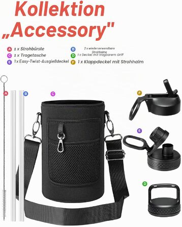 Термофляга Coolflask 2л зі сталі з трубою та 3 кришками, ізольована пляшка для води для спорту та офісу, герметична, червона