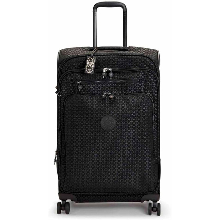 Середня розширювана валіза на колесах Kipling NEW YOURI SPIN M Signature Emb чорна