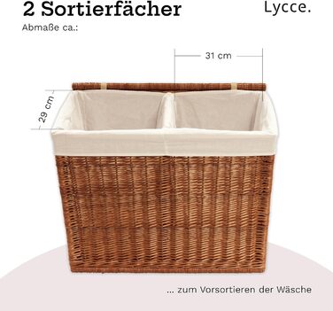 Кошик для білизни Lycce 120 л, 2 секції, плетений, білий, 67x33x56 см