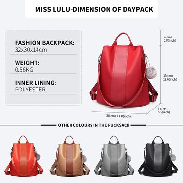 Жіночий міський рюкзак Miss Lulu, бордовий, антивандальний, елегантний, компактний