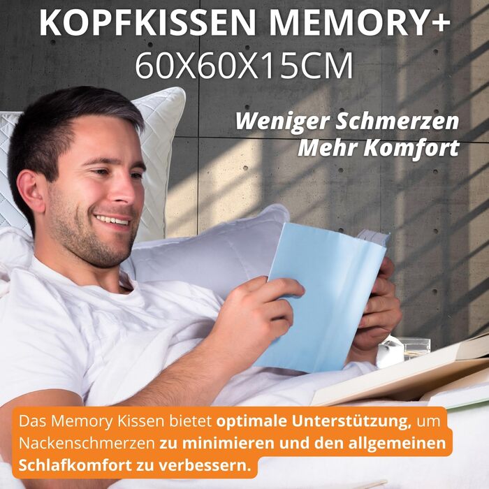 Ортопедична подушка для шиї з Memory Foam 40x60 см. Подушка від болю в шиї, віскоеластична, 60х40/60х60 см. GARANTIE