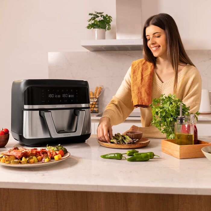 Аерофритюрниця Cecotec CecoFry Advance Double 9 л, 2850 Вт, цифрова, дієтична, подвійна чаша, PerfectCook
