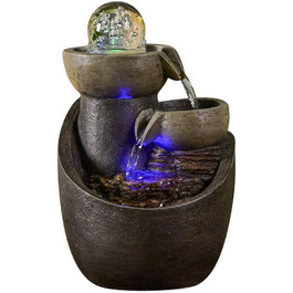 Декоративний настільний фонтан Zen'Light Malla з водоспадом, глечиком, імітацією натурального каменю та LED-підсвічуванням, 28 см – елегантна Zen-декорація для інтер'єру, для релаксації