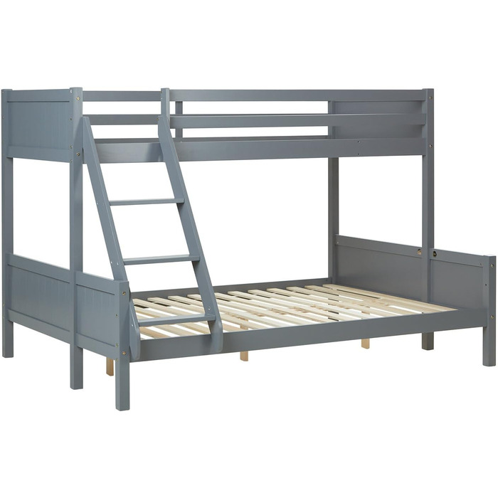 Дитяче двоярусне ліжко Homestyle4u 1898 для 2 дітей 90x200 і 140x200, біле, дерев'яний каркас з сосни, з ламелями, без матраца