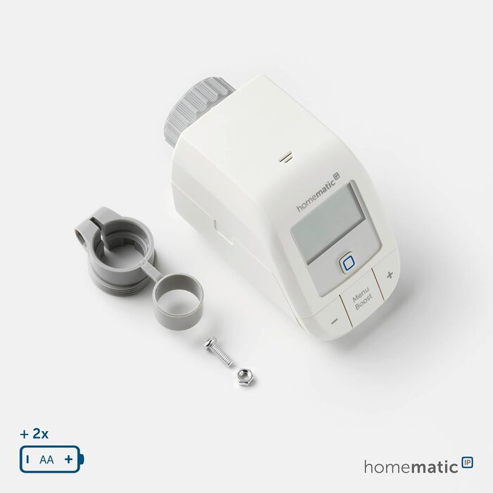 Homematic IP Термостат на радіатор Basic – Розумний дім, цифровий термостат для опалення, керування через додаток, сумісний з Alexa та Google Home, проста установка, економія енергії, 153412A3