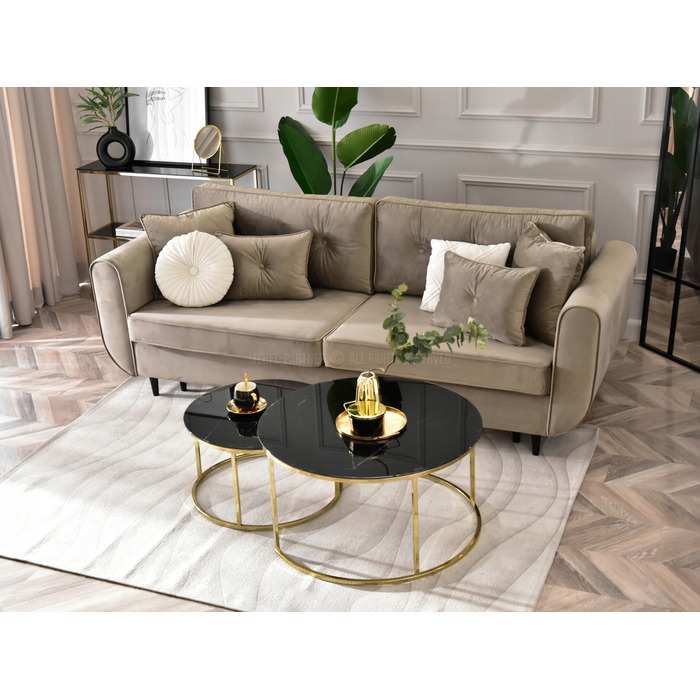 Журнальний стіл Mebel-Partner круглий, чорний мармур, 80 x 80 x 42,5 см
