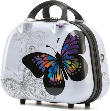 Набір дорожніх валіз BEIBYE Butterfly 2060 з TSA-замком, 4 предмети: XL (75см), L (66см), M (56см) та косметичка (S), міцний пластик