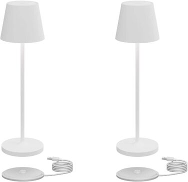 Klighten Набір з 2 димованих LED настільних ламп, тепле світло 3000K, акумуляторні, дизайнерські, USB зарядка, темно-сірий алюміній, для дому та вулиці