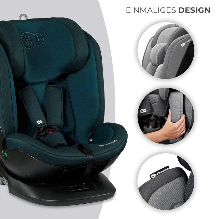 Дитяче автокрісло Kinderkraft XPEDITION2 I-Size 0-36 кг, обертальне 360°, з Isofix, регульована спинка та підголівник, для дітей 40-150 см, синє