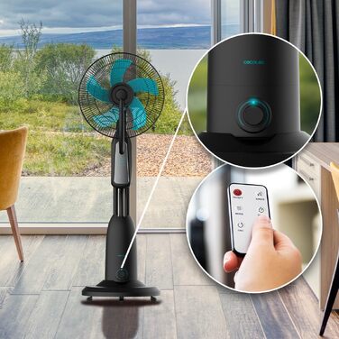Вентилятор Cecotec EnergySilence 90 Вт з таймером та зволожувачем, 40 см, 3 швидкості, 2.8 л, мідний двигун, пульт ДУ