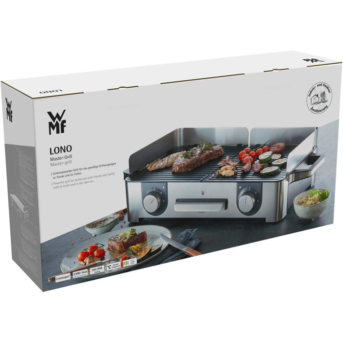 Електрогриль WMF Lono Master Grill 50x28 см з двома зонами нагріву, нержавіюча сталь, для барбекю