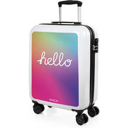 Маленька валіза ITACA для ручної поклажі 55x40x20 см, 4 колеса, легка та міцна, білий жорсткий корпус, високоякісні матеріали