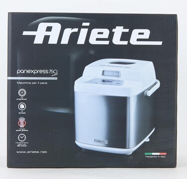 Хлібопіч Ariete 132 Panexpress 750 Metal, 19 програм, 500 г, нержавіюча сталь, для хліба, піци, випічки, замішування та закваски