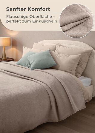 Плед LAYENBURG Premium з бавовни 150x200 см, Oeko-Tex 100, бавовняний, м'який плед для дому, на диван, софу (Taupe)