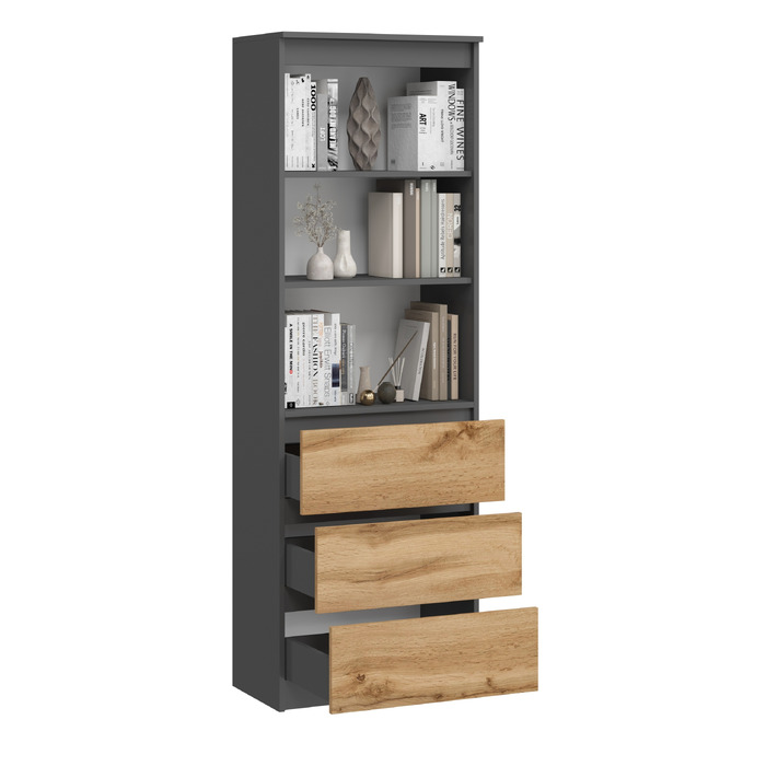 Стелаж SaraMeble 60 x 180 x 35 см, антрацит, дуб вотан