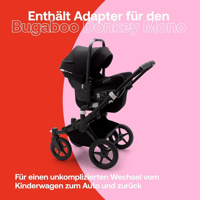 Автокрісло Bugaboo Turtle Air by Nuna з адаптерами Donkey, чорне, ультралегке, безпечне, з великим сонцезахистом
